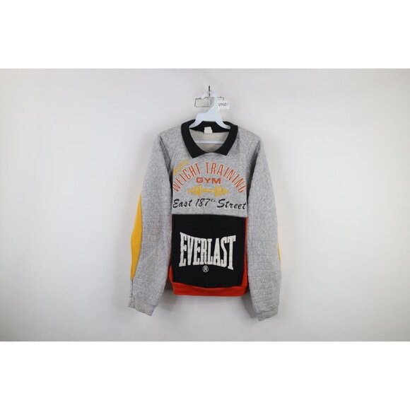 Vtg 80s Everlast Mens Small Weight Training Gym Boxing Collared Sweatshirt USA